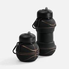 Бутылка складная для воды Basketball Flex, черная фото