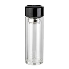 Бутылка стеклянная cо светодиодным дисплеем Marcus, 350 мл, черная фото