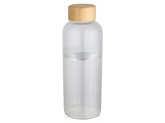 Бутылка стеклянная с бамбуковой крышкой Mirage, прозрачная / бежевая фото