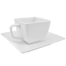 Чайная пара, 180 мл, фарфор, деколь, белый фото