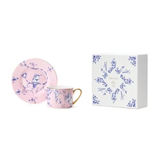 Чайная пара Farforite Blue Garden 250 мл в подарочной коробке, розовая / синяя фото