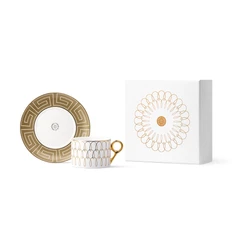 Чайная пара Farforite «Нить Ариадны» 250 мл в подарочной коробке, белая / золотая фото