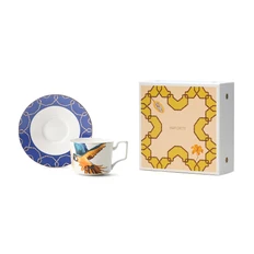 Чайная пара Farforite «Попугай / Амазония» 250 мл в подарочной коробке, оранжевая / синяя фото