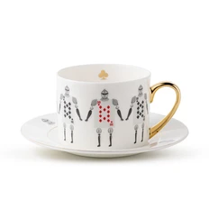 Чайная пара Farforite «Рыцари / В стране чудес» 250 мл в подарочной коробке, белая / серая / золотая фото