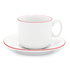 Чайная пара фарфоровая экспресс «Палитра», белая / красная фото
