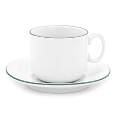 Чайная пара фарфоровая экспресс «Палитра», белая / зеленая фото