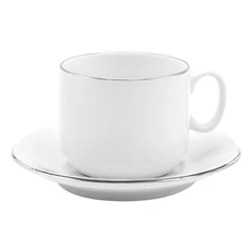 Чайная пара фарфоровая экспресс «Платиновый», белая / серебристая фото