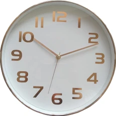 Часы настенные пластиковые, белые / золотистые фото
