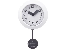 Часы настенные с маятником Pendulum с УФ-печатью, белые / черные фото