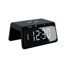 Часы настольные с функцией беспроводной зарядки Bridge, черные фото