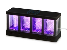 Часы с LED-подсветкой и беспроводной зарядкой Cyber, 10 Вт, черные фото