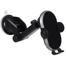 Держатель для телефона с беспроводной зарядкой Cleaver, серебристый / черный фото