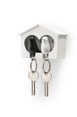 Держатель и брелок для ключей Qualy Duo Sparrow, белый фото