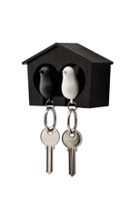 Держатель и брелок для ключей Qualy Duo Sparrow, черный фото