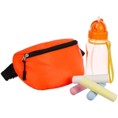 Детский набор Sonrisa: детская бутылка для воды, детская поясная сумка, цветные мелки, оранжевый фото