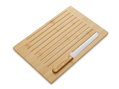 Доска разделочная из бамбука «Круста» с хлебным ножом, бежевая фото
