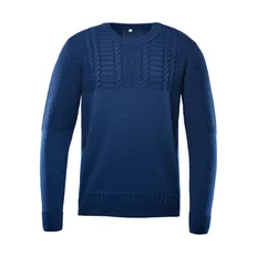 Джемпер вязаный классический Knit Drop разнофактурный, темно-синий фото