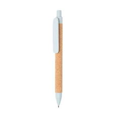 Ручка шариковая из пробки XD Collection Write, крафт / молочно-голубая фото