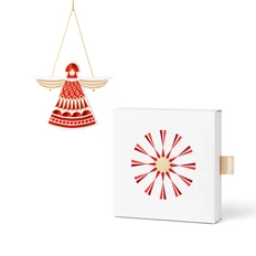 Елочная игрушка Farforite «Дама / Солнечный круг» в подарочной коробке, красная / золотая фото