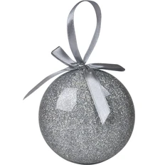 Шар елочный плоский, серебристый фото