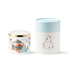 Емкость для хранения Farforite «Новогодний сюжет» в подарочном тубусе, белая / разноцветная фото