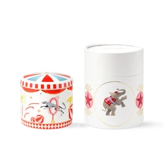 Емкость для хранения Farforite «Цирковое представление» в подарочном тубусе, белая / красная / голубая фото