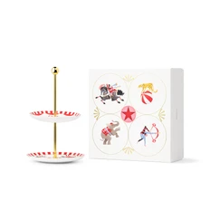 Этажерка для десертов Farforite «Цирковое представление» в подарочной коробке, белая / красная / золотая фото