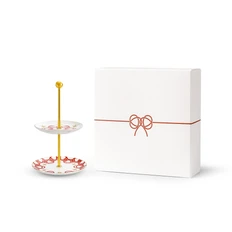 Этажерка для десертов «Гордиев узел» в подарочной коробке, белая / красная / золотая фото