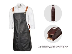 Фартук из натуральной кожи в тубусе, черный фото