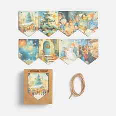 Флажки деревянные «Праздничные мотивы», разноцветные фото
