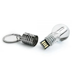 Флешка брелок пластиковая 32Гб Лампочка, прозрачная / металлик фото