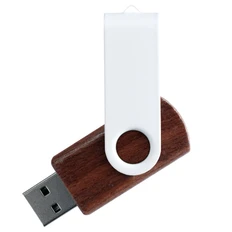 Флешка деревянная на 32 Гб Twist Wood Color USB 2.0, темно-коричневая / белая фото