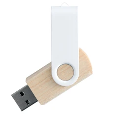 Флешка деревянная на 4 Гб Twist Wood Color USB 2.0, светло-бежевая / белая фото