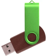 Флешка деревянная на 64 Гб Twist Wood Color USB 2.0, темно-коричневая / салатовая фото