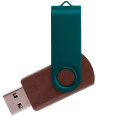 Флешка деревянная на 64 Гб Twist Wood Color USB 2.0, темно-коричневая / зеленая фото