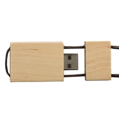 Флешка деревянная со шнурком 32 Гб Брусок, бежевая фото