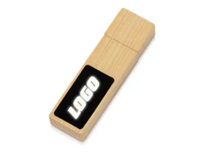 Флешка деревянная USB 2.0 c подсветкой логотипа на 32 Гб Bamboo LED, бежевая фото