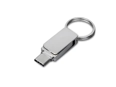 Флешка металлическая на 64 Гб Mercury с поворотным механизмом и разъемом Type-C, USB 2.0, серебристая фото