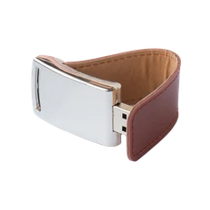 Флешка металлическая с кожаными вставками 32 Гб Элегант, коричневая фото