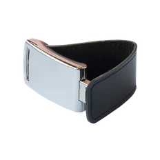 Флешка металлическая с кожаными вставками 4 Гб Элегант, черная фото