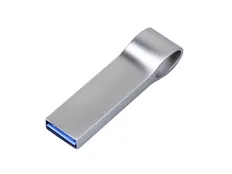 Флешка металлическая USB 2.0 с мини чипом и боковым отверстием для цепочки на 4 Гб, серебристая фото