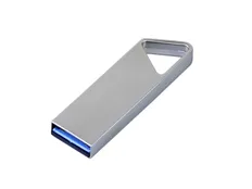 Флешка металлическая USB 2.0 с мини чипом и треугольным отверстием для цепочки на 4 Гб, серебристая фото