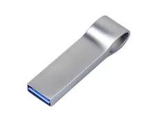Флешка металлическая USB 3.0 с мини чипом и боковым отверстием для цепочки на 128 Гб, серебристая фото