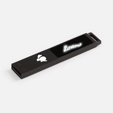 Флешка металлическая 32 Гб Indivo MarkBright Black с белой подсветкой, черная фото
