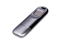 Флешка металлическая на 128 Гб со сканером отпечатков пальцев в подарочной упаковке, USB 3.0, серебристая фото