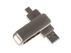 Флешка металлическая на 32 Гб «Дабл Твист», серебристая фото