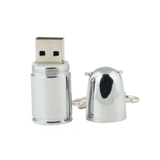 Флешка металлическая на 32 Гб «Пуля», маленькая, серебряная  фото