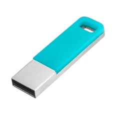 Флешка металлическая с пластиковой накладкой на 16 Гб Blend USB 2.0, серебристая / бирюзовая фото