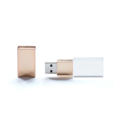 Флешка металлическая со стеклянной вставкой 32 Гб Кристалл, золотая фото