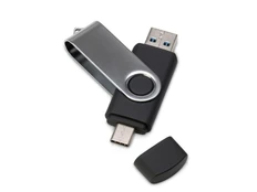 Флешка на 32 Гб «Квебек C», USB3.0/USB Type-C, черная / серебристая фото